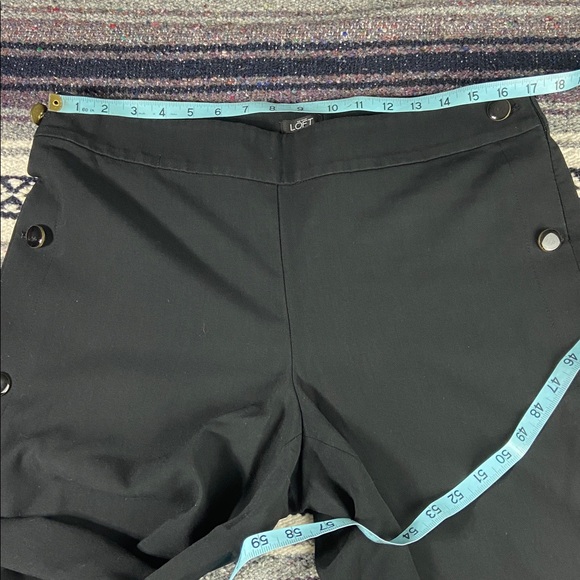 LOFT Black Wide Leg Trouser Cropped Pants Culottes Sz 10 Sailor Palazzo Capri - Picture 4 of 12